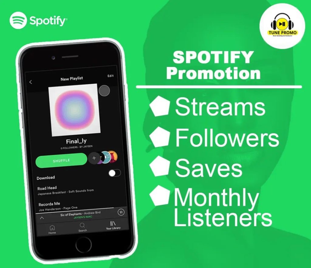 Get Spotify promotion, Spotify streams, followers, saves etc